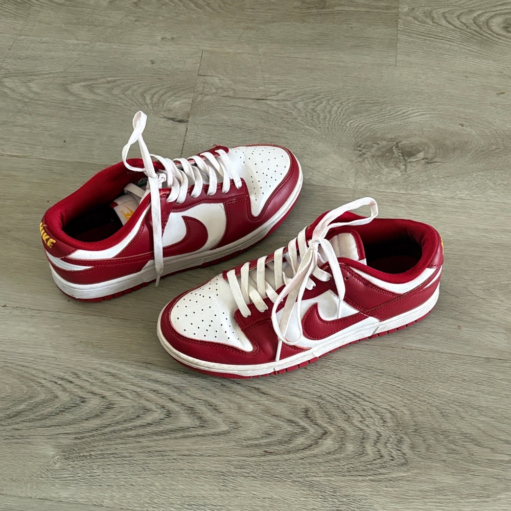 Nike Red and White Low-Top Sneakers